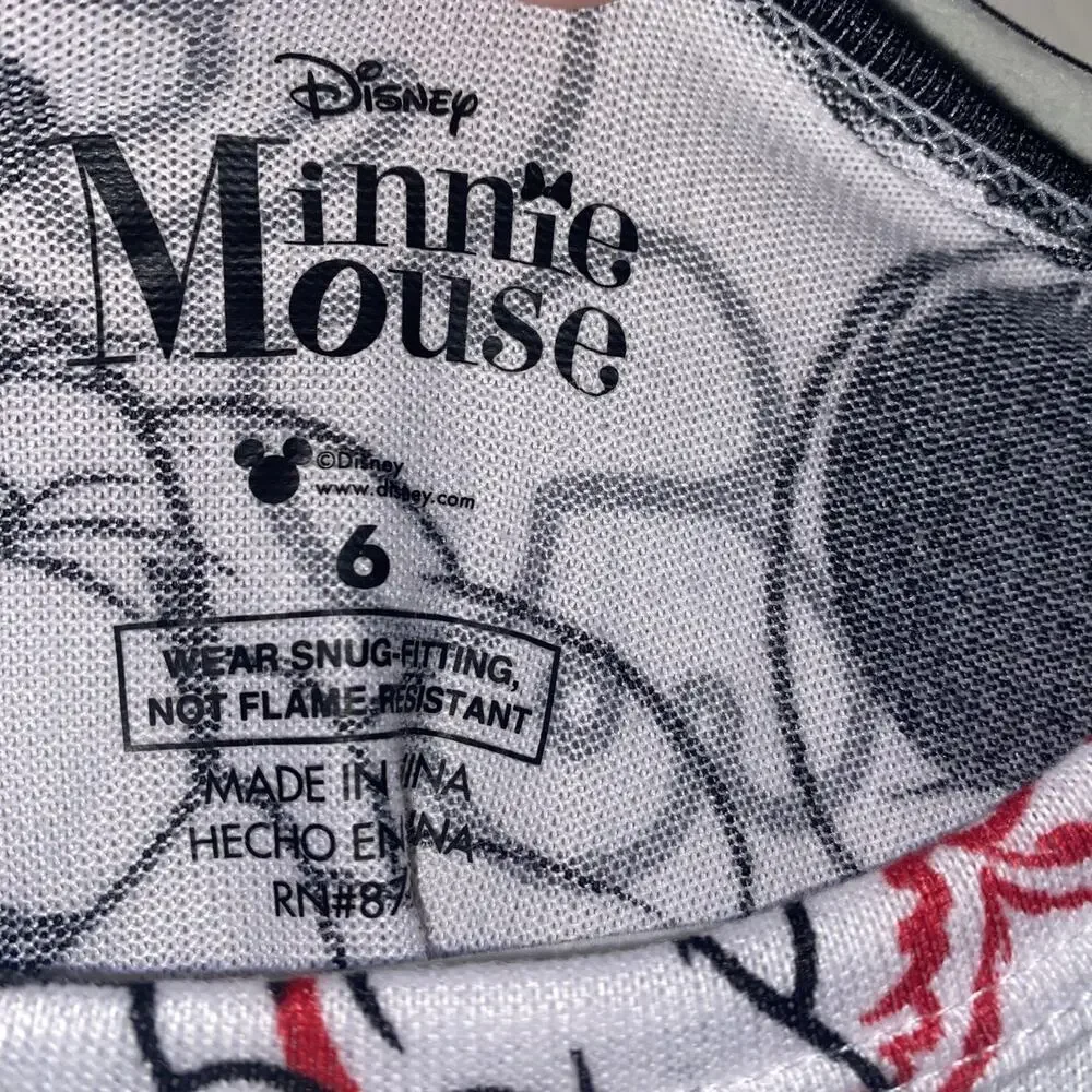DISNEY NWT Sz 6 Girls Minnie Mouse White Printed Top Long Sleeve Fall Winter